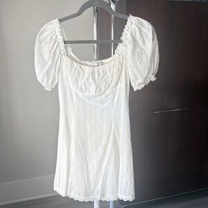 Hello Molly White Smocked Detail Mini Dress